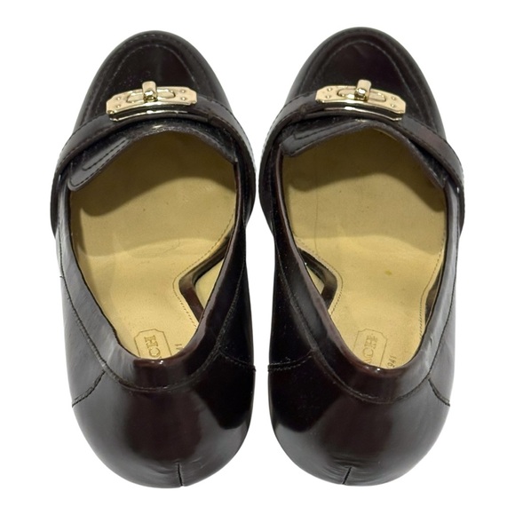 COACH Luisa Dark Brown Gold Logo Toggle Platform Heels Pumps 7.5 - Picture 14 of 16